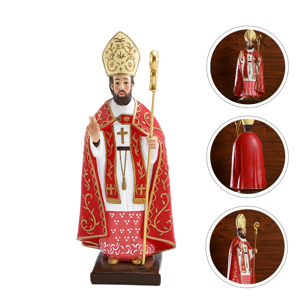 

Decorative Archbishop King Statue Resin Sculpture Ornament Religious Adornment