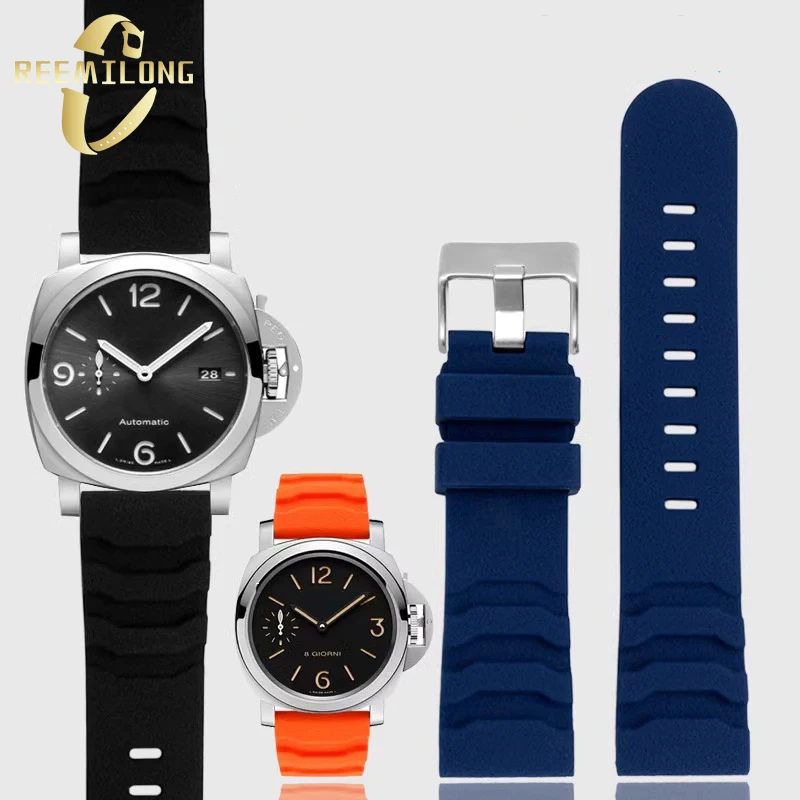 Силиконовый резиновый ремешок для часов Panerai Luminox XS3749 3789 3741 3745 24 мм оранжевый
