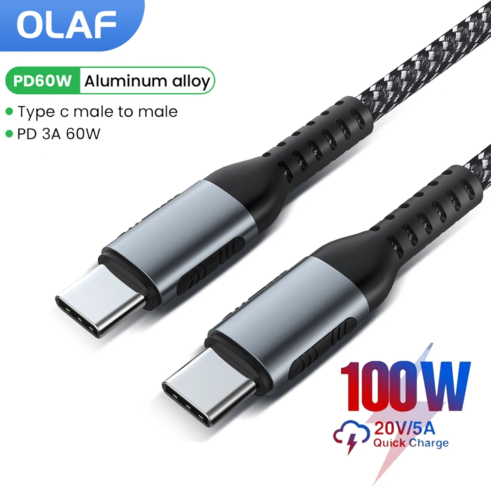 

Olaf 100W USB C to USB Type C For Mackbook Pro iPad Xiaomi 10 Samsung S20 QC4.0 fast charger PD 60W Cord Usb C Cable