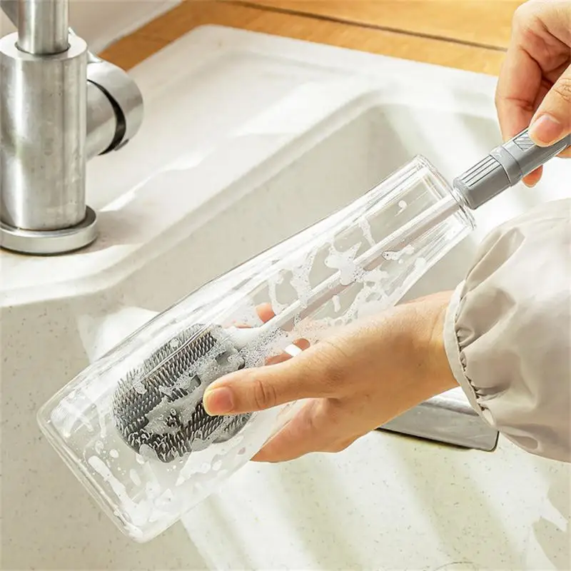

Retractable Cup Brush Hard Handle Non-slip Serration Fixed Bending Brush Head Telescopic Fixation Free Expansion Contraction