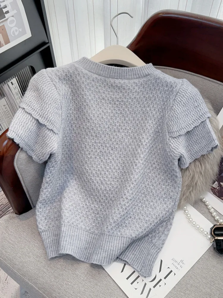 Женский свитер с блестками повседневный трикотажный пуловер круглым вырезом и