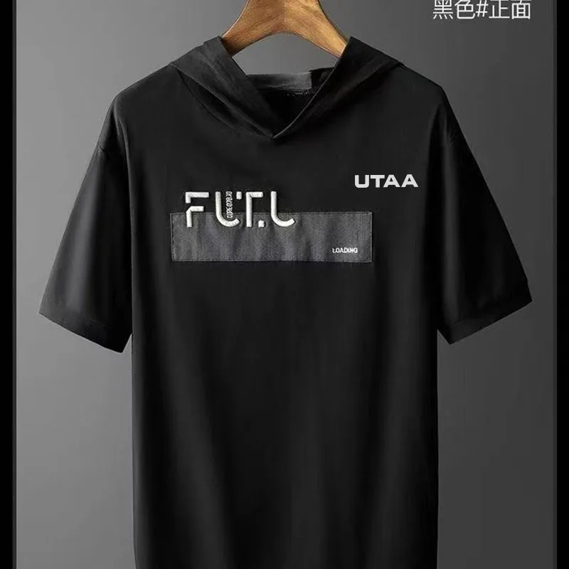 2003 Golf Summer Thin Men's Hooded Short Sleeve Hoodie Tide Brand Print Loose Pullover Half Sleeve T-shirt Casual Hoodie Men