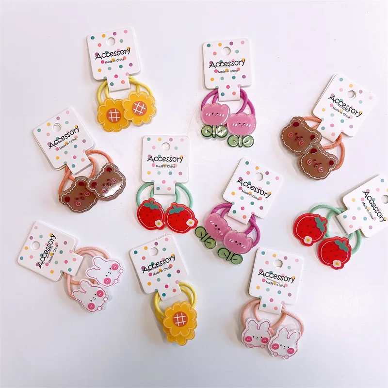 

2pcs Cute Baby Hair Bands Cartoon Mini Elastic Hair Ring Rope for Little Girls Baby Hair Small Kids Headwear Accessoires
