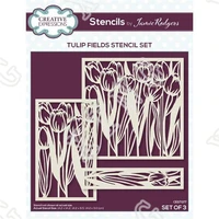 2022 tulip fields diy layering stencil set painting scrapbook coloring embossing album molds diy greeting card handmade template