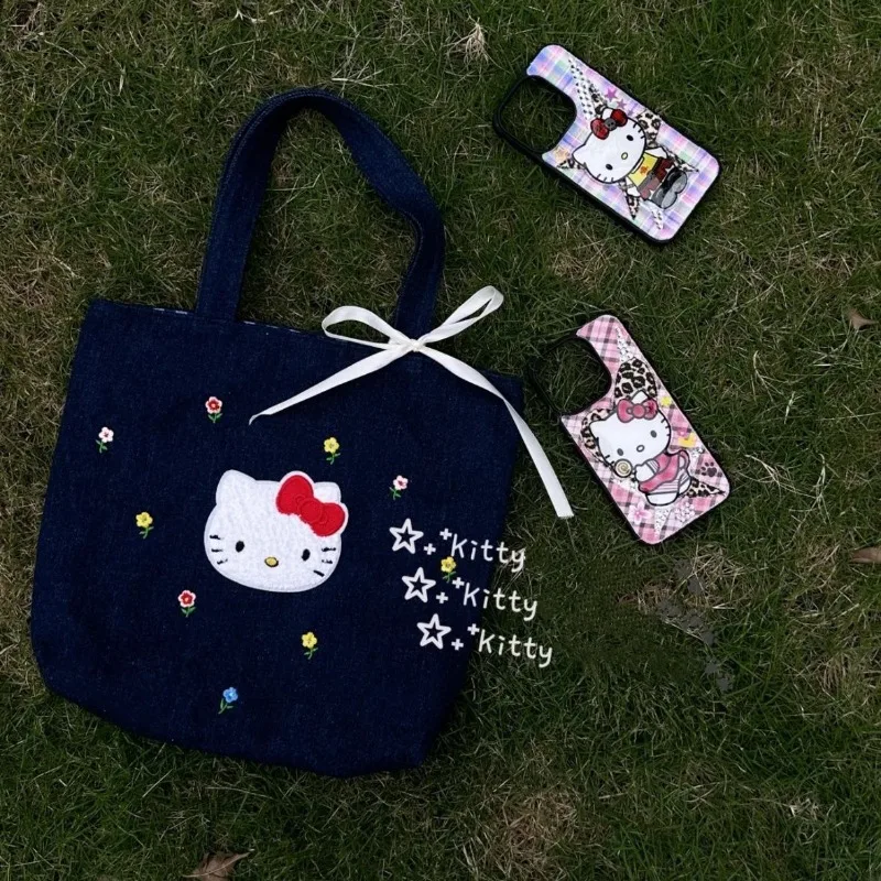 Женская сумка новинка милая Студенческая с вышивкой джинсовая ручная