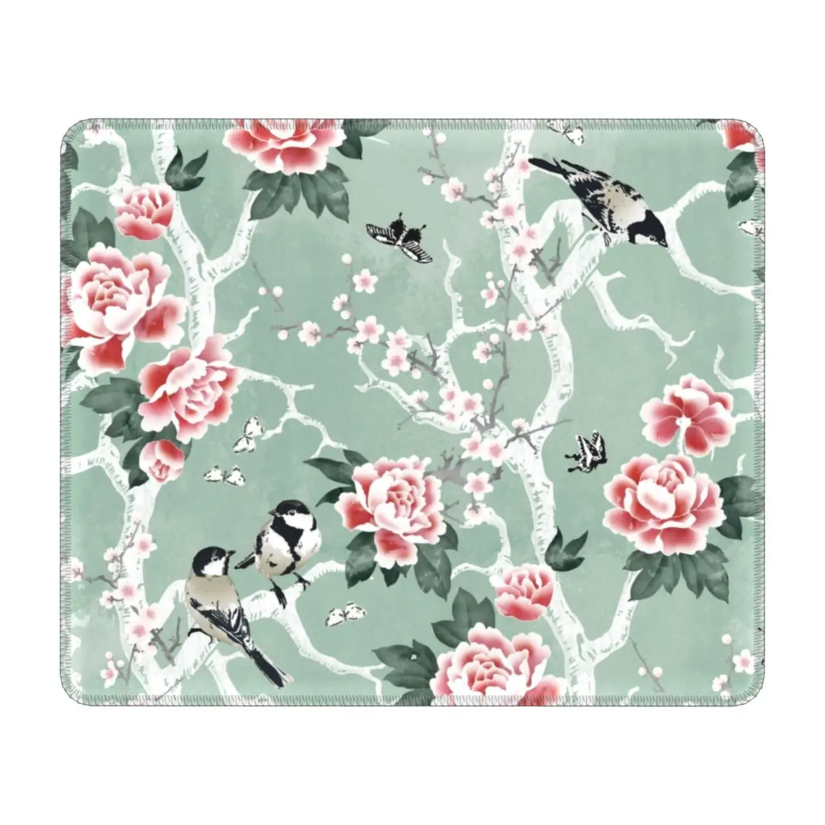 Коврик для мыши китайский с птицами и цветами квадратный Нескользящий Резиновый