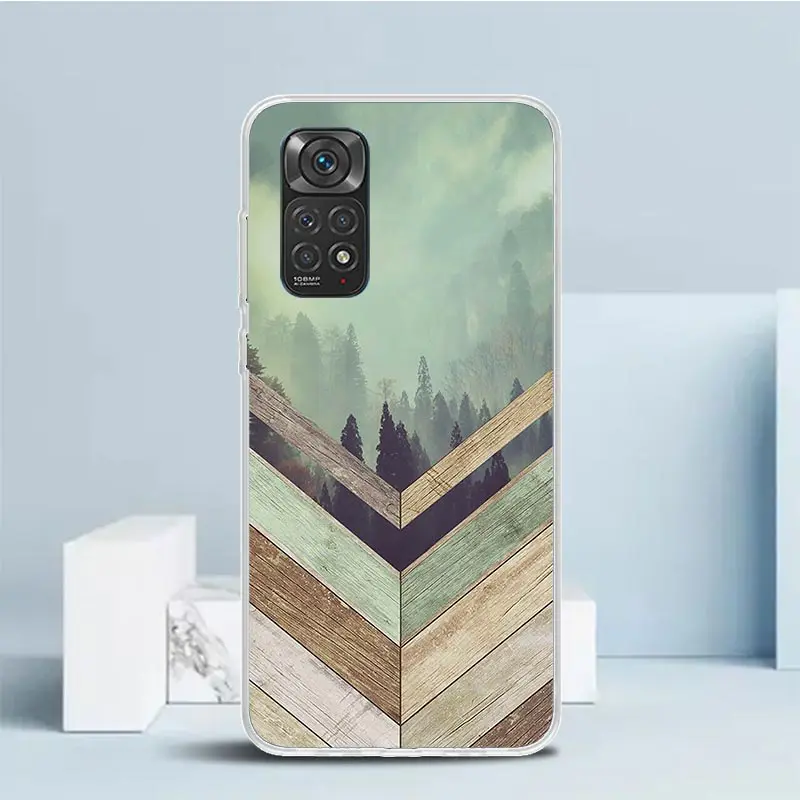 Чехол для телефона Forest Geometry Wood Nature Xiaomi Redmi Note 13 14 12S 12 11S 11 11T 11E Pro Plus 10S 10 9S 9 + мягкая