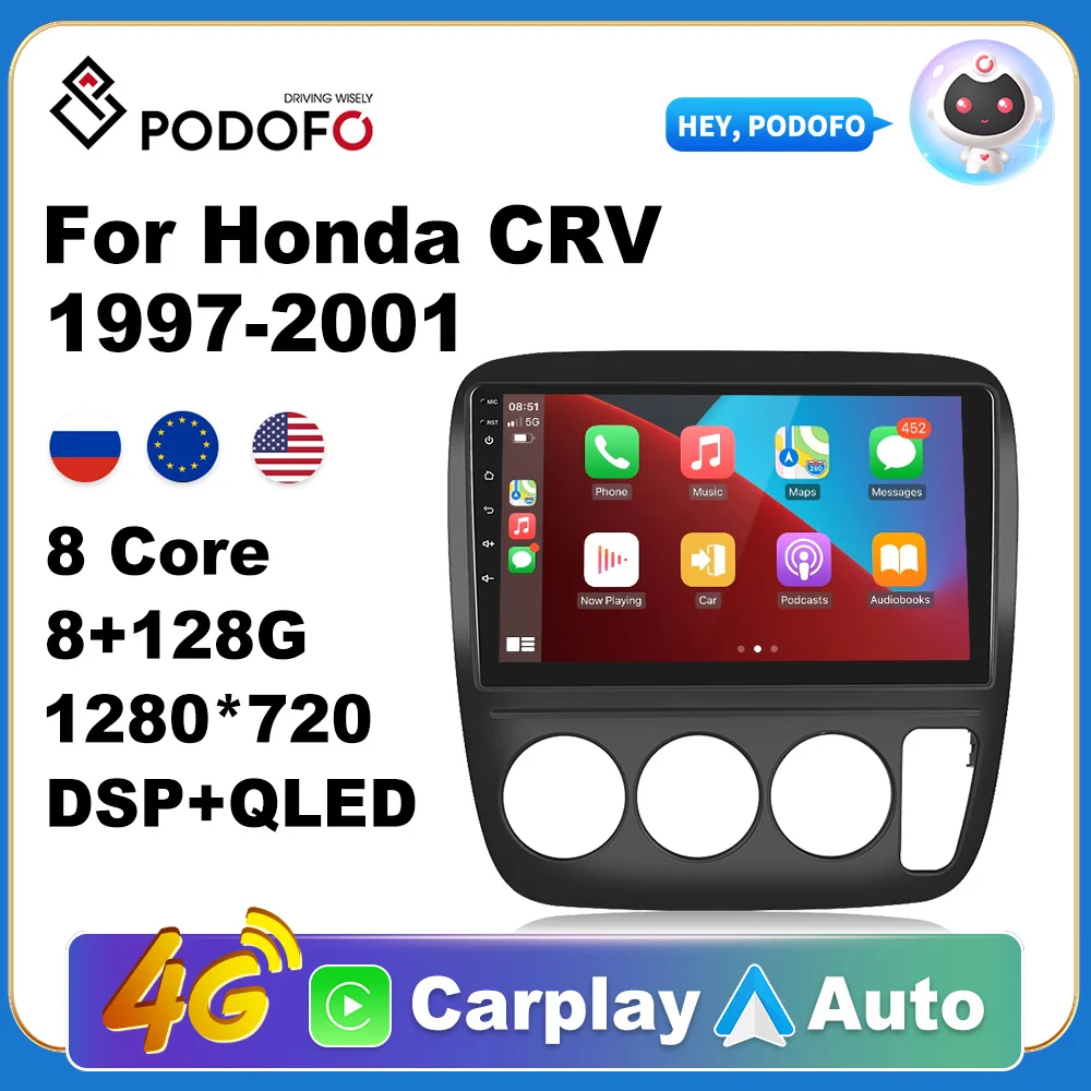 

Podofo Autoradio 2Din Android Radio Carplay For Honda CRV 1997-2001 AI Voice 4G GPS Car Multimedia Video Player Stereo 2din