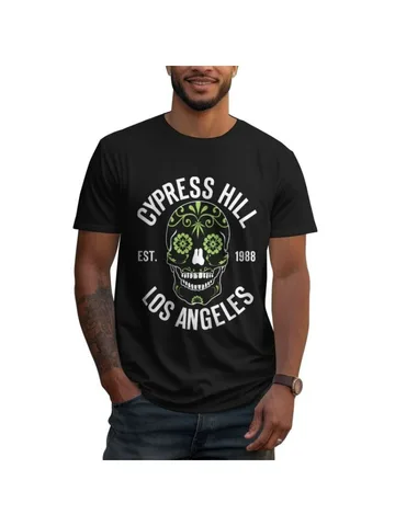 Футболки с принтом сахарного черепа Cypress Hill-LA 1988, официальная лицензированная мужская хлопковая футболка, летние повседневные футболки большого размера, топы S-6XL
