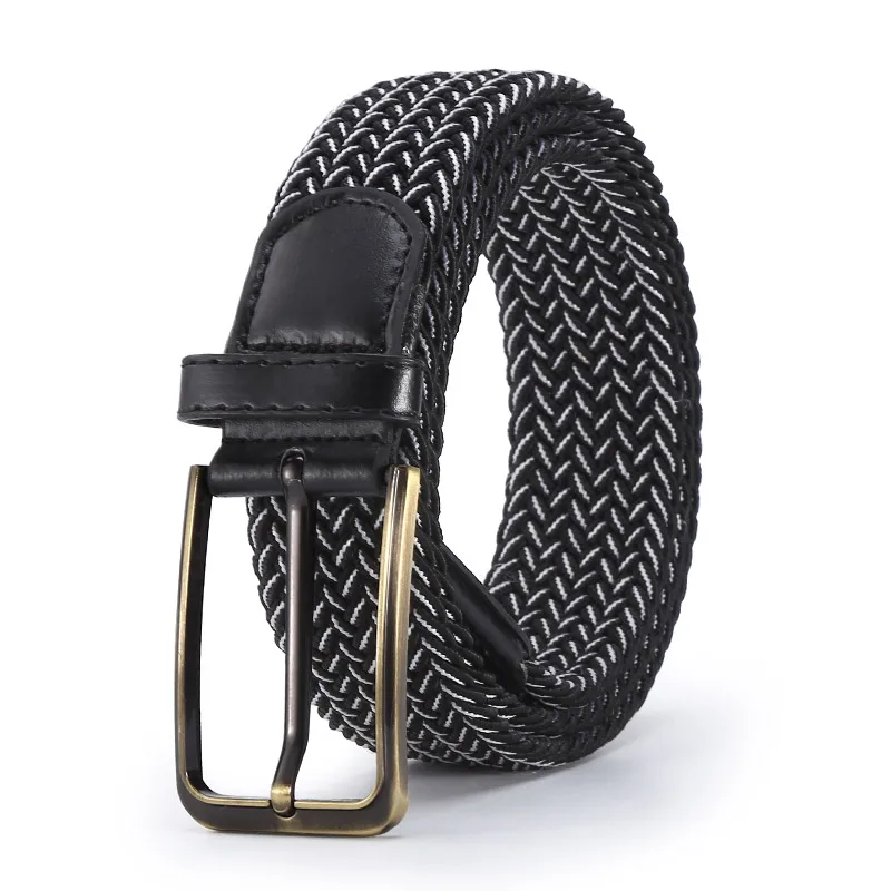 Colors Male Casual Knitted Pin Buckle Men Belt Woven Elastic Expandable Braided Stretch Belts For Men Jeans
