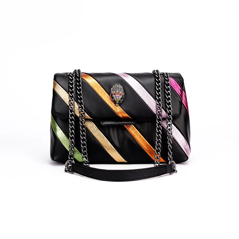 

New Fashion Design Eagle Head Summer Black Women Handbag Jointing Colorful Bag Patchwork Shoulder Bag 17