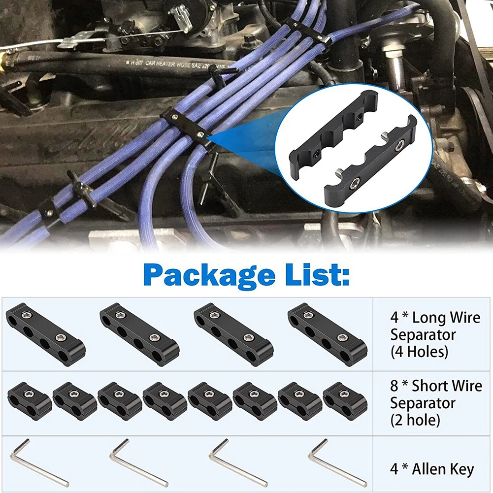 

Separator Plug Wire Divider Vehicle 12pcs/set 8/9/10mm Accessories Adapter Aluminum Black Engine Ignition Wire
