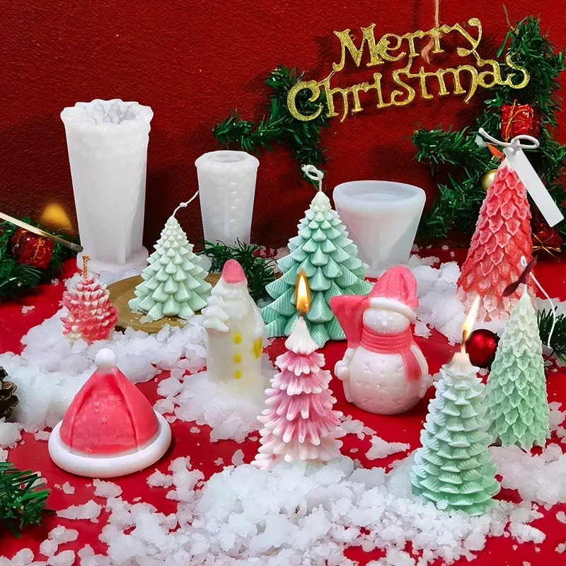 

Большая силиконовая форма для рождественской елки, свечи, новый Санта, Рождественская елка, гипс ручной работы, искусственная сосна, кедр, смола, изготовление