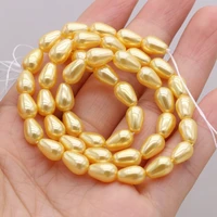 aa natural pearl round drop yellow shell beads for jewelry makingdiy necklace bracelet accessories charm gift party 36cm 11x13mm