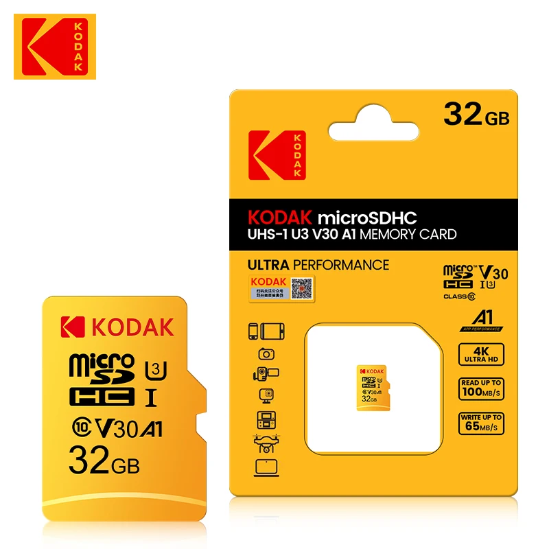 

Карта памяти KODAK Micro SD, 256 ГБ, 95 Мб/с, класс 10