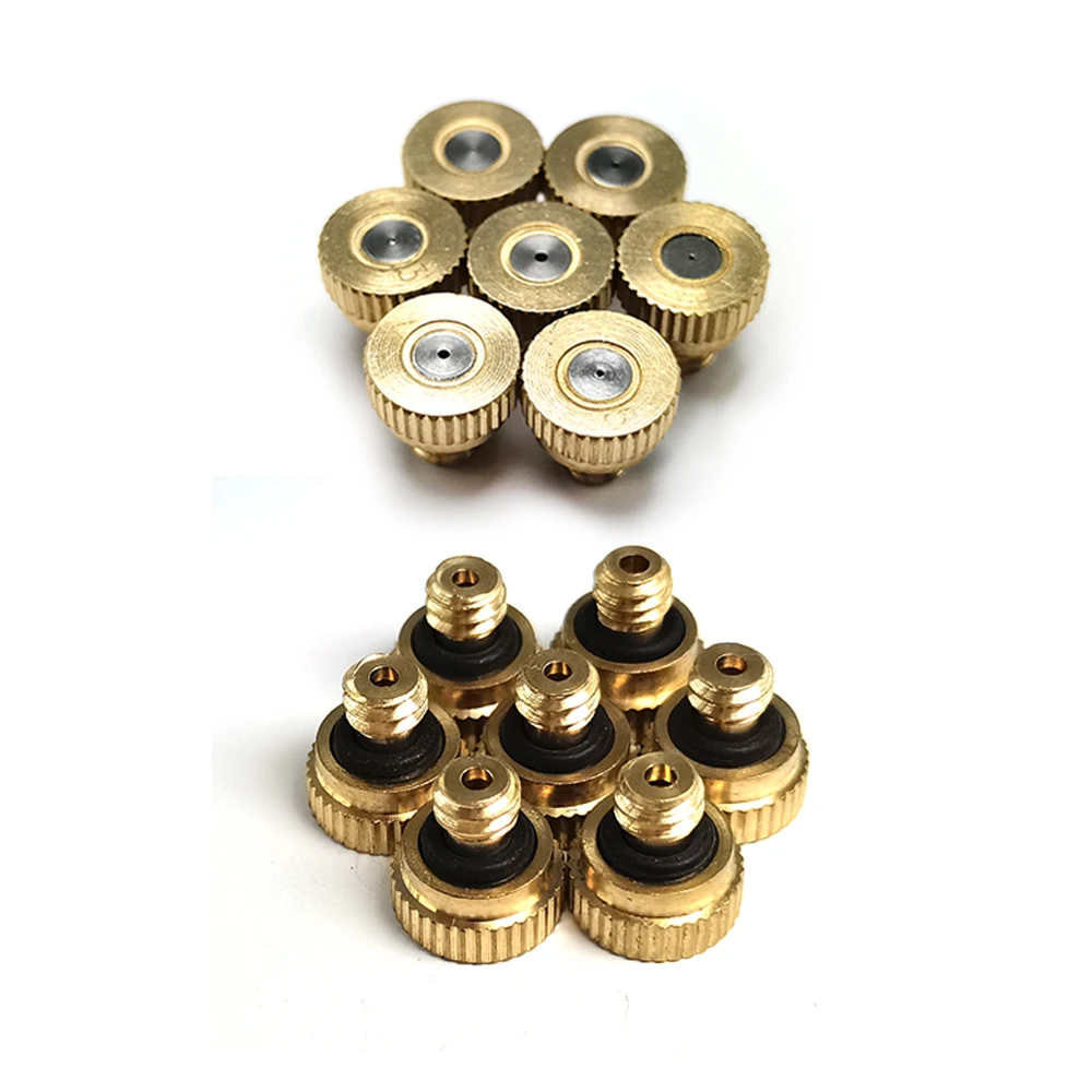 

Brass Misting Nozzle 0.1-0.8mm Orifice Threaded 10/24 UNC Water Mister Parts Fog Nozzle For Patio Misting System Outdoor Cooling