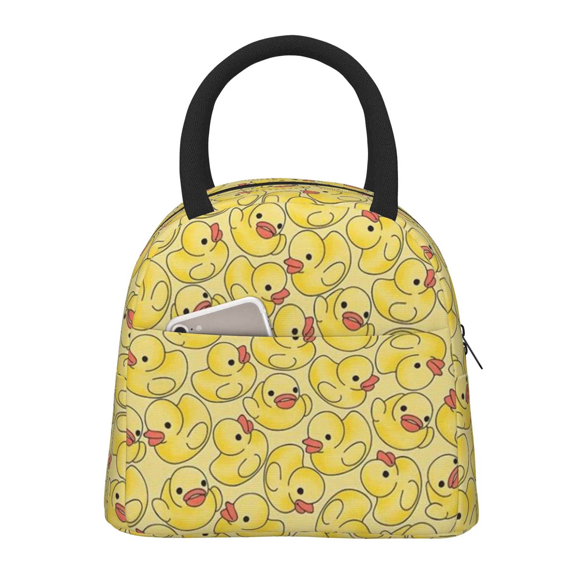 

Little Yellow Ducks Lunch Bag for Women Large Reusable Insulated Lunch Box for Work, Adult Foldable Tote for Office