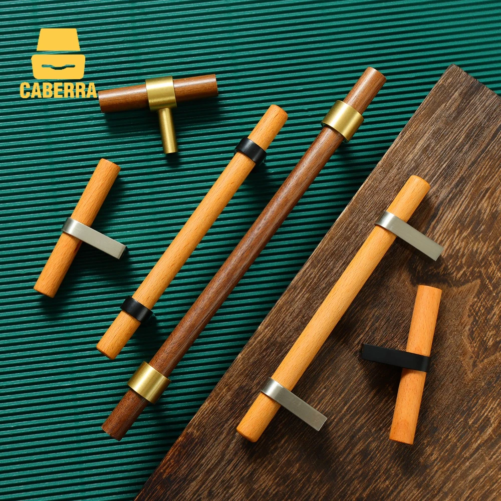 

solid Wooden and brass Furniture metal Handles Drawer Knobs Kitchen Cabinets Pull Handles for Cabinets and Drawers Wardrobe Pull