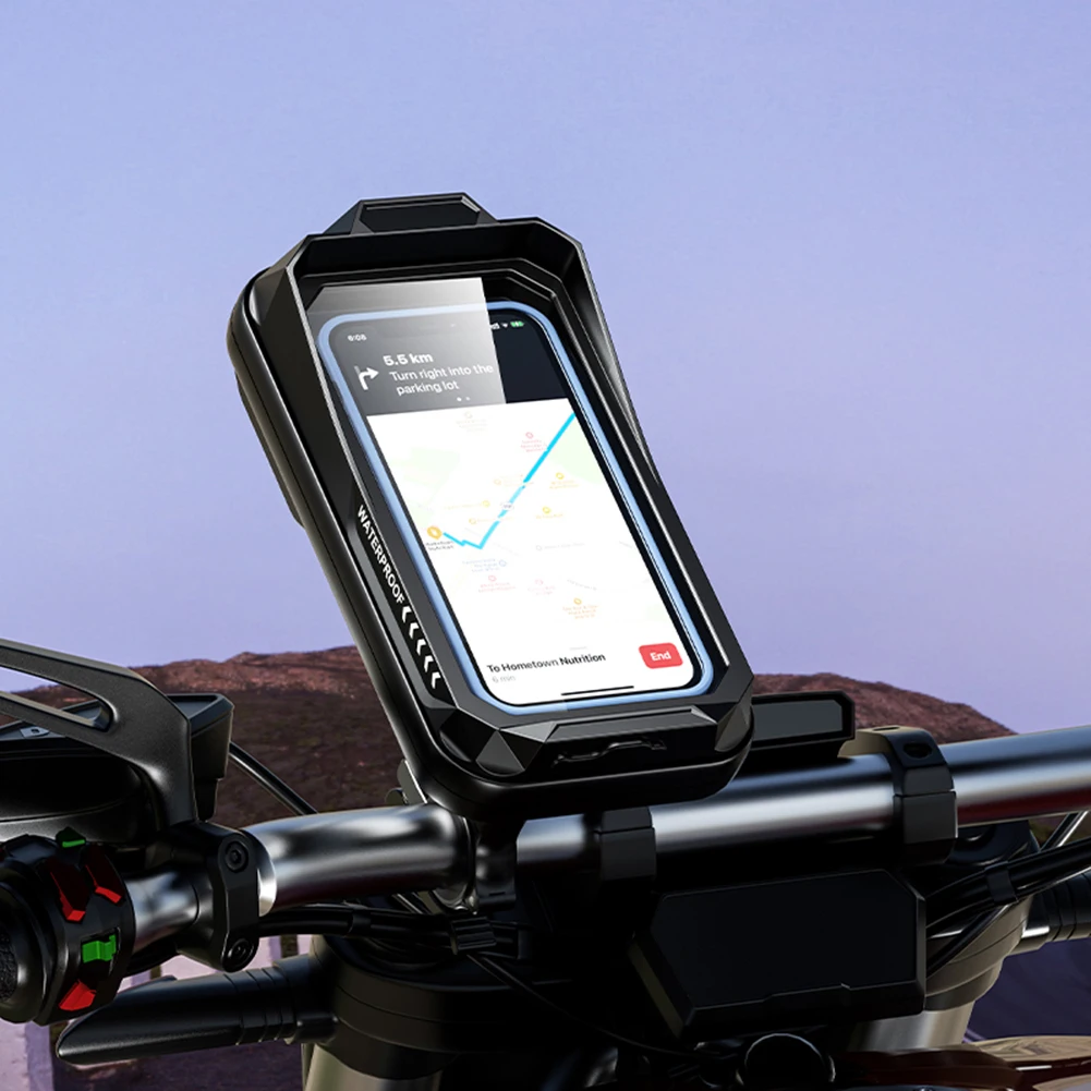 

Touch Screen Handlebar Phone Case Bag Waterproof Motorcycle Mount Phone Stand Bag 360 Degree Rotation for Outdoor Cycling Riding