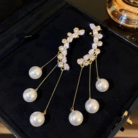simple niche temperament fashion design zircon earrings ladies pearl tassel earrings party luxury gift earrings earrings