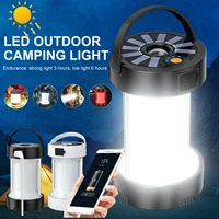 new portable magnetic led camping lantern solar emergency lights usb rechargeable waterproof lamps outdoor survival flashlights