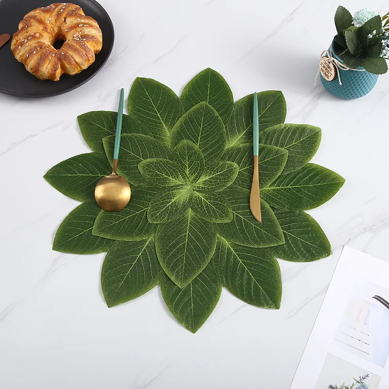 

1Pc 42x42cm Creative Imitation Leaf EVA Placemat Waterproof Oil Proof Insulation Pad Ins Dining Table Mat