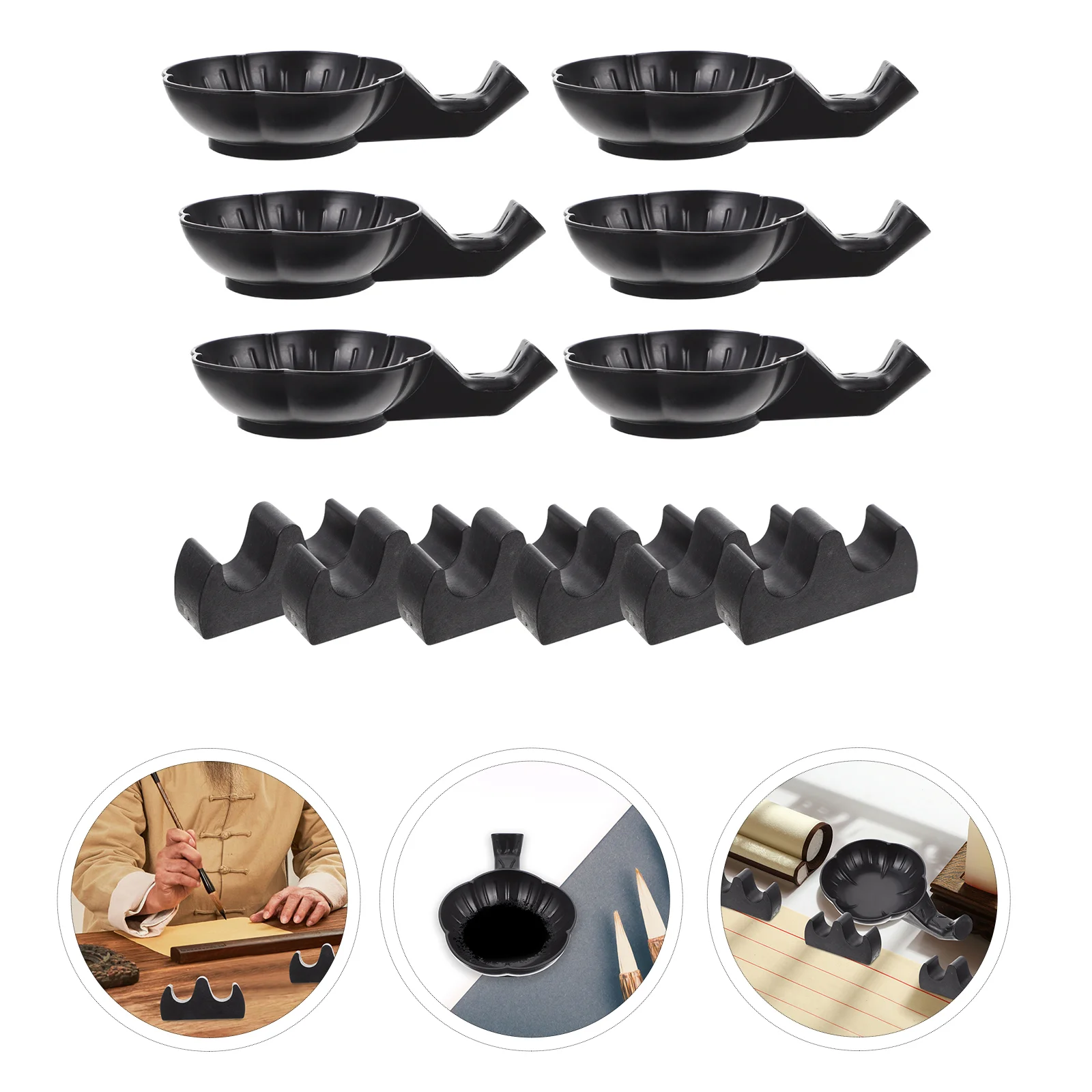 

1 Set of Plastic Ink Holder Painting Pen Stand Calligraphy Painting Paperweight