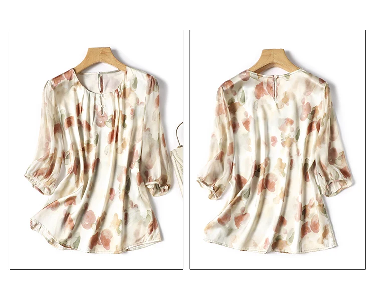 Шифоновая женская рубашка летние винтажные блузки с принтом свободные женские
