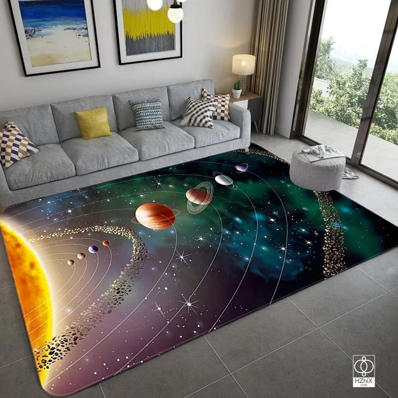 

Space Universe Planet 3D Floor Mat Carpet Living Room Large Size Flannel Soft Bedroom Rug For Children Boys Toilet Mat Doormat