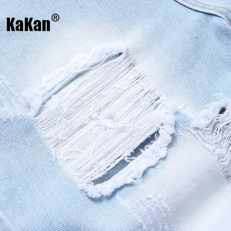 Kakan - European and American Summer New Quarter Casual Distressed Jeans for Men, Trendy Pants with Scraped Short Jeans K09-995