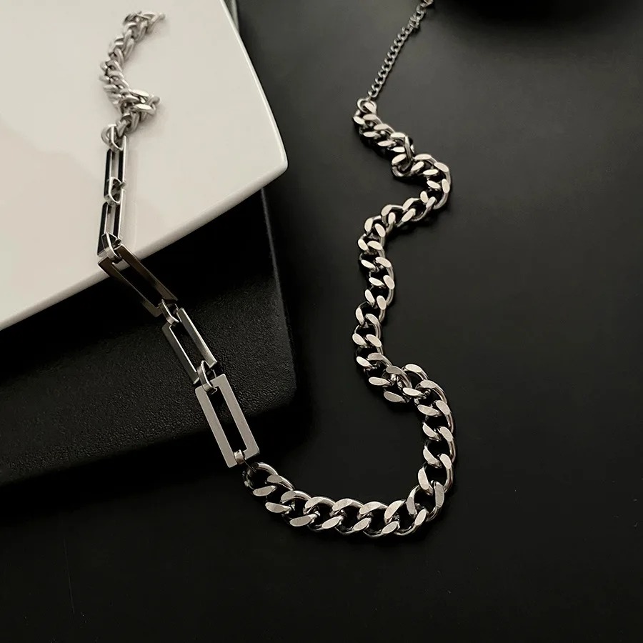 

Titanium Steel Stitching Necklace Female Hip-hop Collarbone Chain Design Couple Accessories