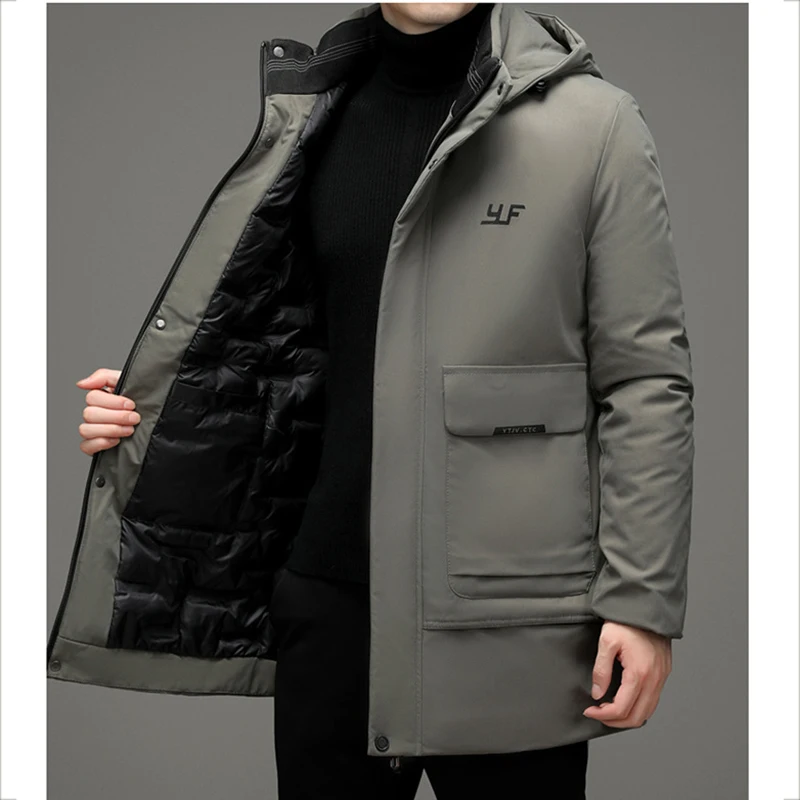 

Thicken Grade Warm Winter Designer Luxury Top Quality Hooded Fashion Parka Jacket Men Windbreaker Coat Clothes Men
