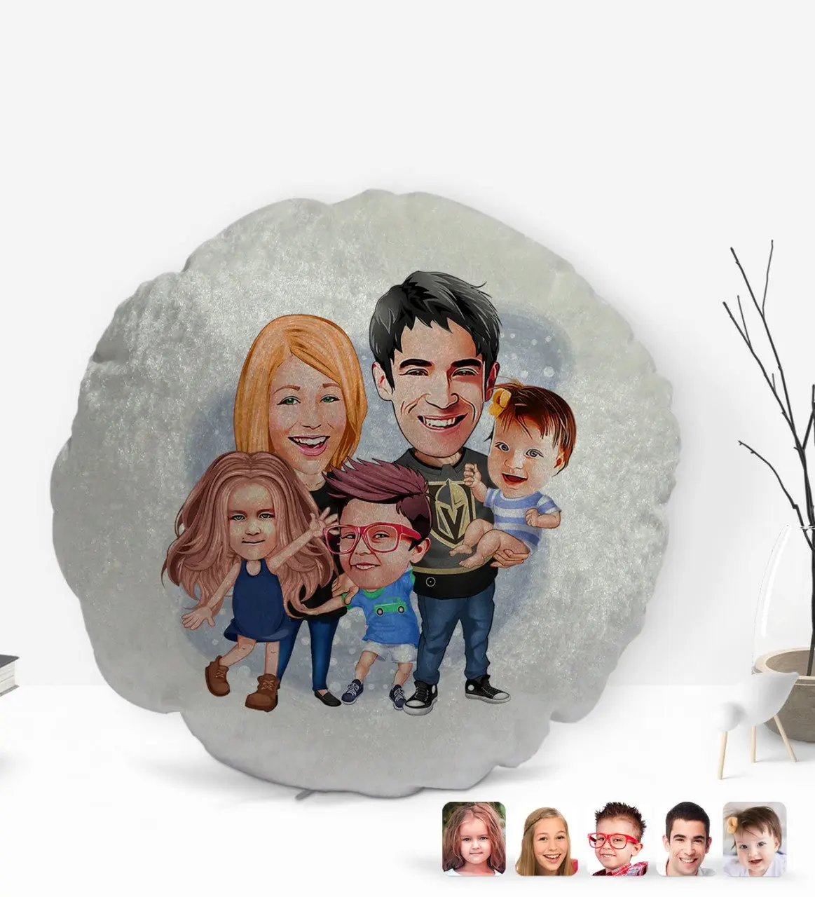 

Персонализированная круглая декоративная подушка с карикатурой из фаты Для украшения yastekk-6