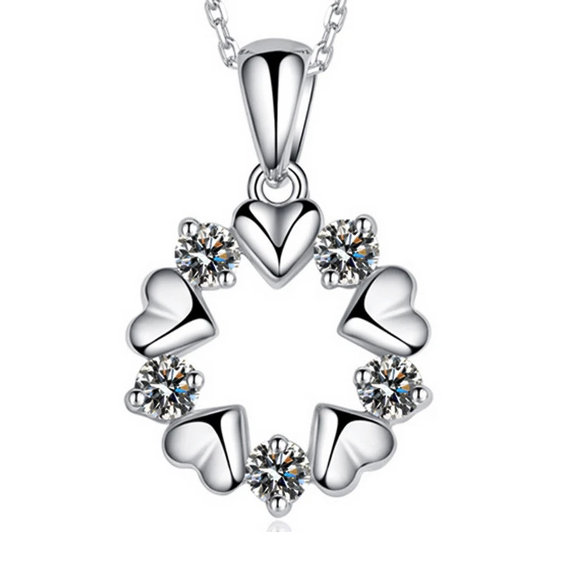

Top Quality Silver Color Women Necklace Luxury Luscious High Quality Zircon Heart Pendant Necklaces For Women Girl Jewelry Gifts