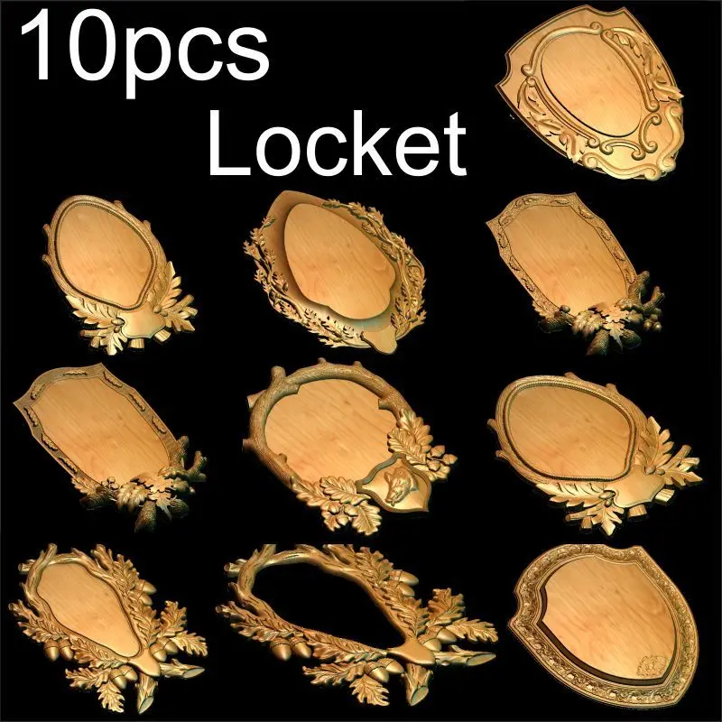 10pcs locket 3d model STL relief for cnc STL format Photo Frame Relief Model STL Router  Engraver ArtCam