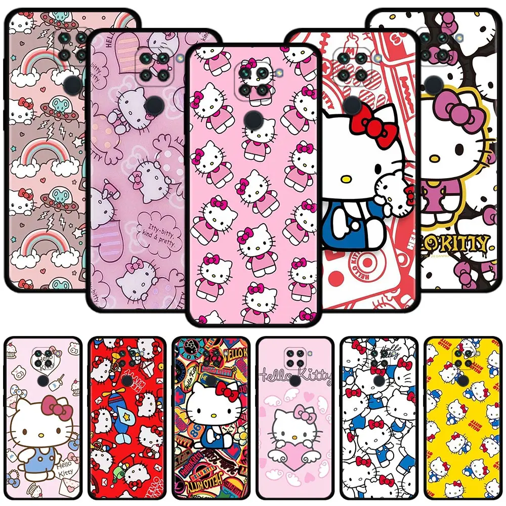 

Cartoon Pink Hello kitty Phone Case For Xiaomi Redmi Note 11 10 8 Pro Cover 11T 9s 9t 8t 8 7 for Redmi k40 10 9 8 Silicone Funda