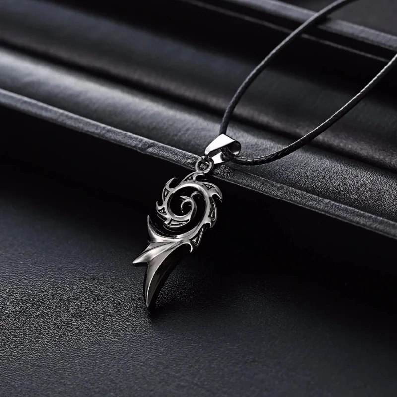 

Men's Punk Dragon Flame Titanium Stainless Steel Cool Leather Chain Pendant Necklace Men's Charm Necklace Jewelry