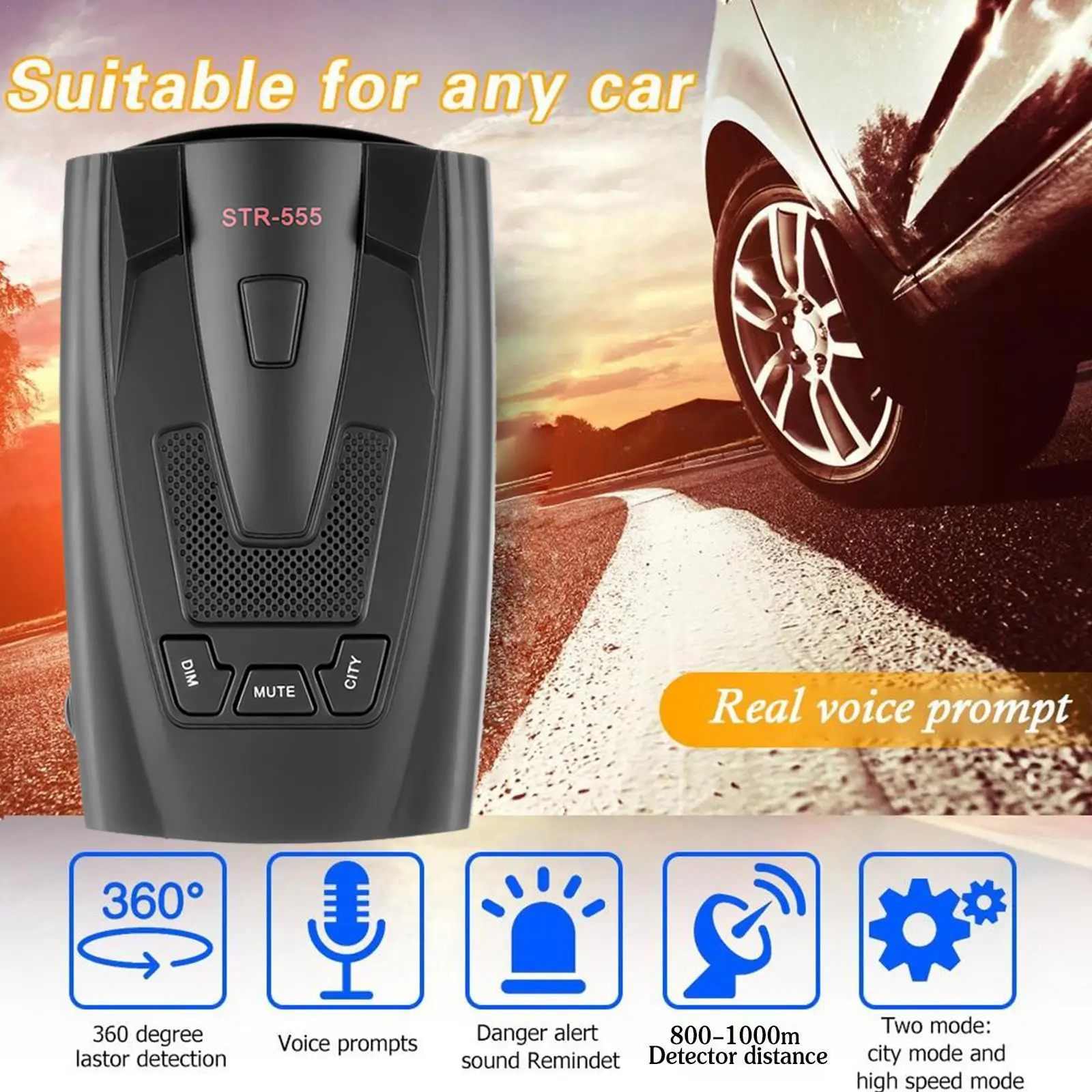 

Car Anti Radar with GPS 2 in 1 Signature Mode Russian Alarm Warning LED Display Car Speed Radar