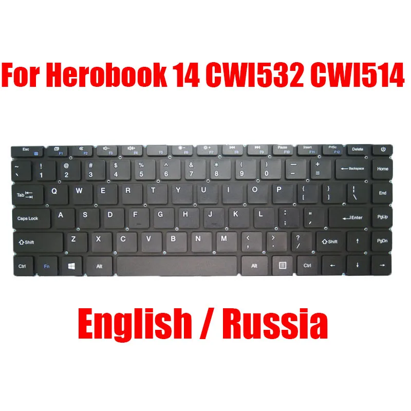 

US RU Клавиатура для ноутбука Chuwi для Herobook 14,1 CWI532 CWI514 YMS-0177-B MB3181004, английская, русская, черная, без рамки, Новинка
