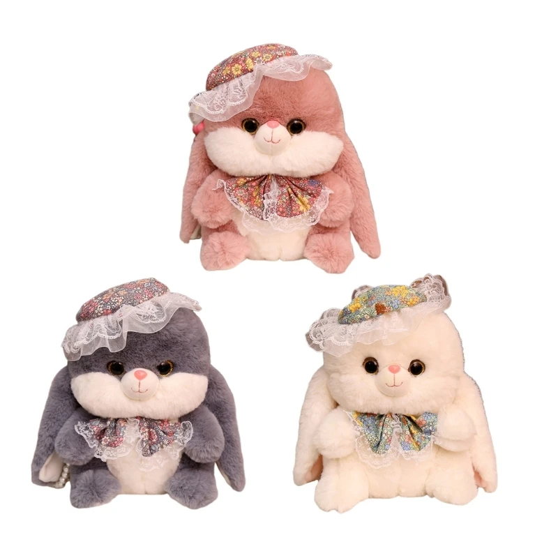 

Мягкий Кролик для младенцев с цветочной кружевной шляпой H37A, детская игрушка