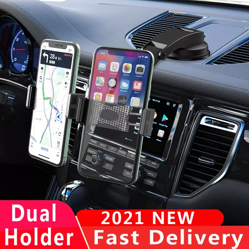 

NEW 2 in 1 Universal 360° Rotaing Dual Car Phone Holder Car Windshield Dashboard Suction Cup Phone Stand for Phone Fixed Bracket