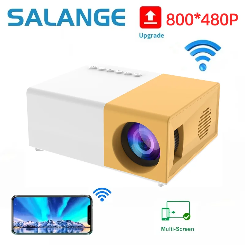 

Salange MINI Projector J9C LED Portable Home Cinema 800*480 Sync Android iPhone Beamer Keystone Correction for 1080P Video Stick