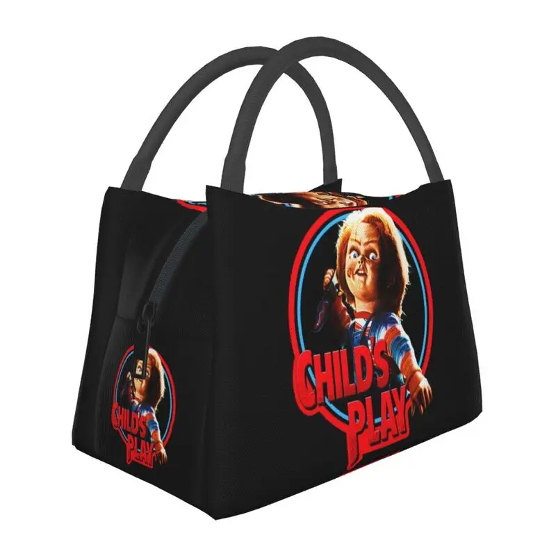 

Child's Play Chucky Insulated Lunch Tote Bag for Women Horror Movie Resuable Thermal Cooler Bento Box Hospital Office