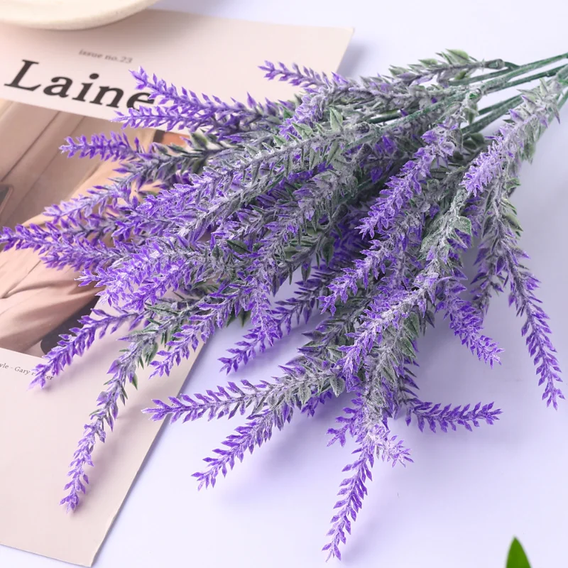 

1 Branch Artificial Flowers Lavender Flowers Plastic Fake Plants Wedding Bridal Bouquet Indoor Outdoor Home Garden Decoration