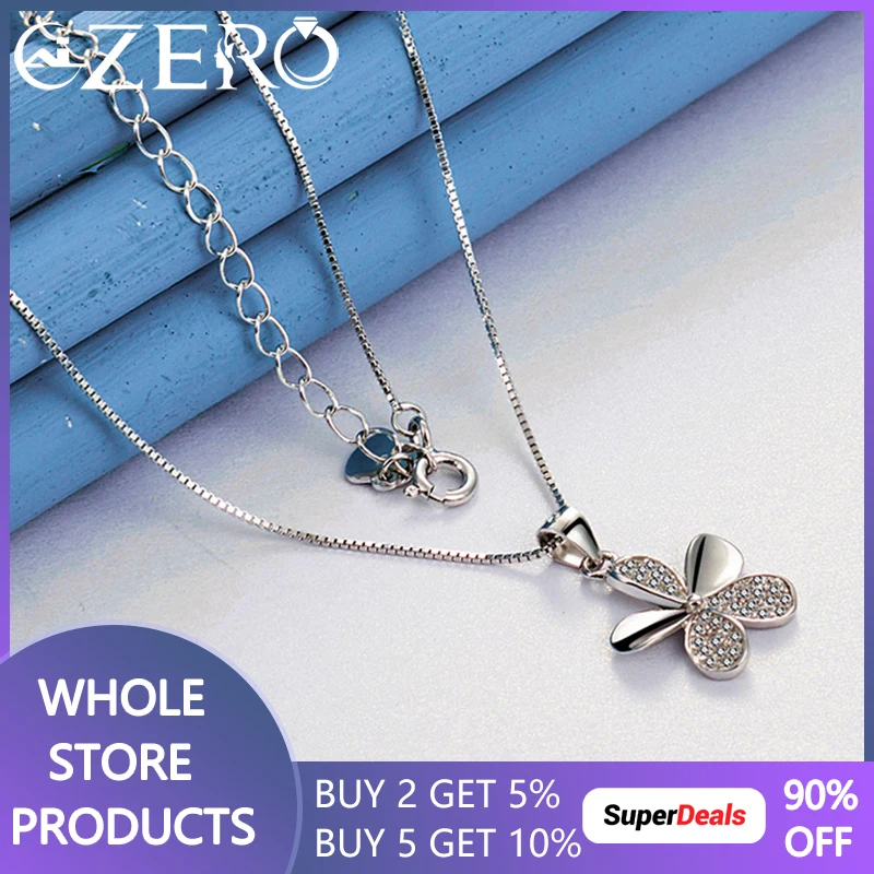 

925 Sterling Silver 18-30 Inch Chain Cute Small Flower Zircon Pendant Necklace For Women Wedding Party Girl Fashion Jewelry Gift