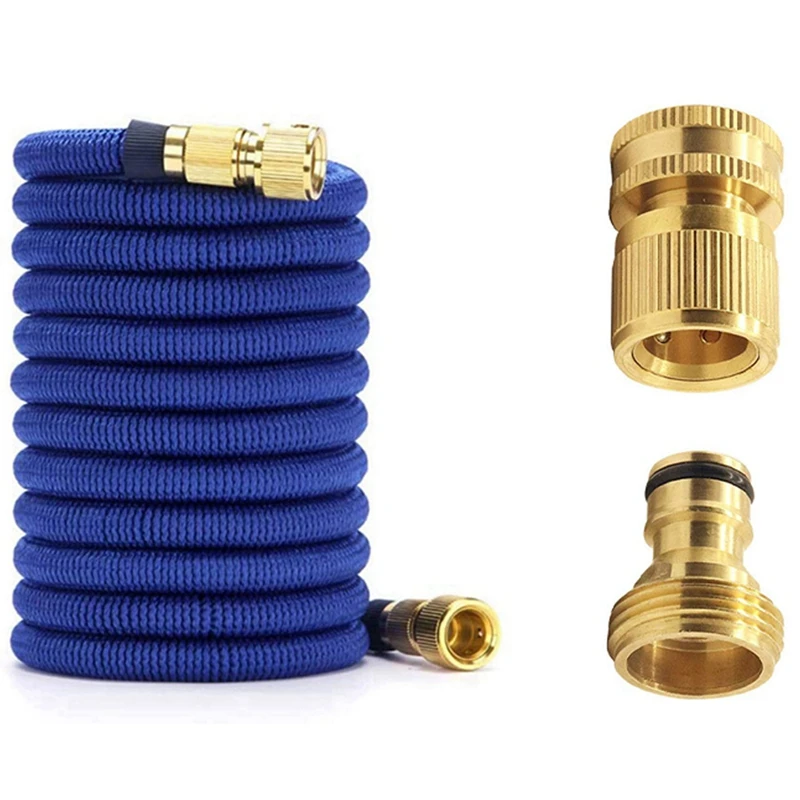 

1Set Quick Coupling For Garden Hose Brass Connector & 1X 50Ft Garden Hose Water Expandable Watering Hose