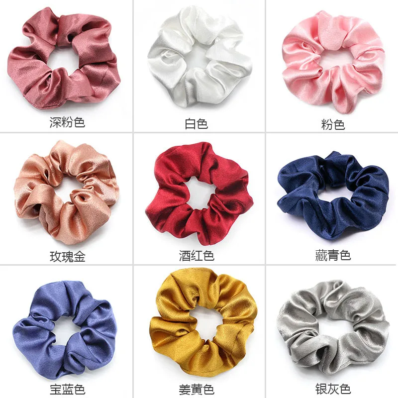 

Elegant Big Satin Solid Scrunchie Women Silk Elastic Handmade Hair Band Girls Ponytail Holder Hair Tie Headband Hair Accessories