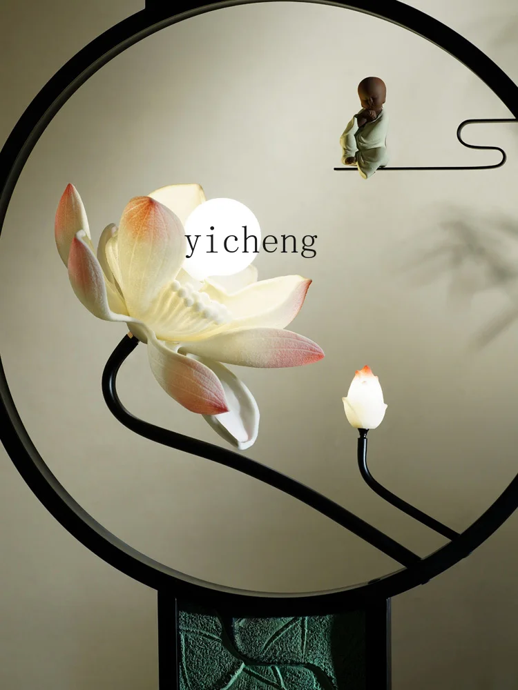 Tqh Креативный Новый Китайский Лотос напольная лампа Гостиная Кабинет чайная