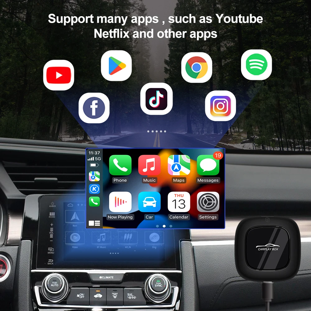 $111.59 Android 10 Carplay Ai Box Qualcomm 8 Core Car Audio For VW Audi Merceders Toyota Volvo Wireless Carplay Android Auto Mini Box 4G