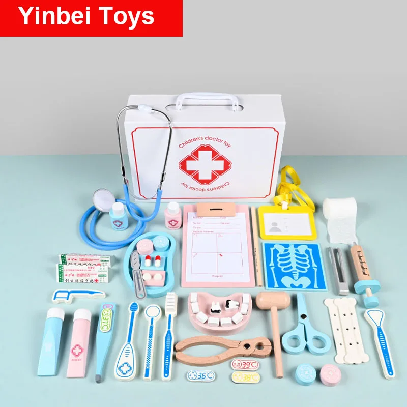 

Wooden Toys for Girl Pretend Play Kids Toys Children Toys Toy Food Girl Toy Doctor Nurse Medical Box Simulation Montessori Toy